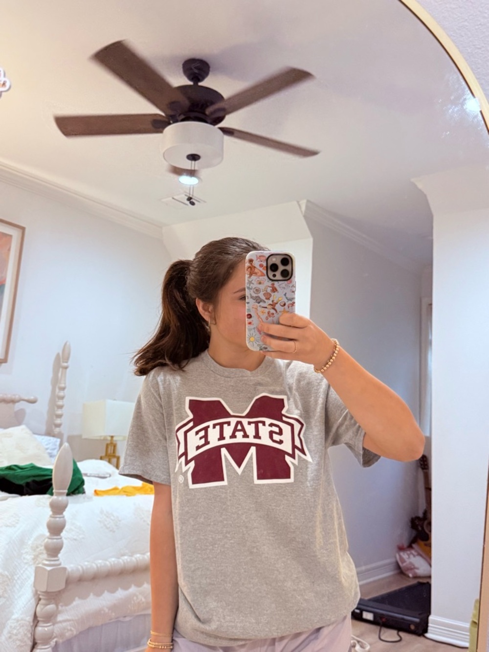 Gray 'MISSISSIPPI STATE' Logo Tee